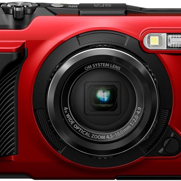 OM SYSTEM Tough TG-7 Rouge, 12 MP, étanche, Antichoc, Modes de Prise de Vue sous-Marine et Macro, vidéo 4K, Zoom 4X Grand-Angle (successeur Olympus TG-6)